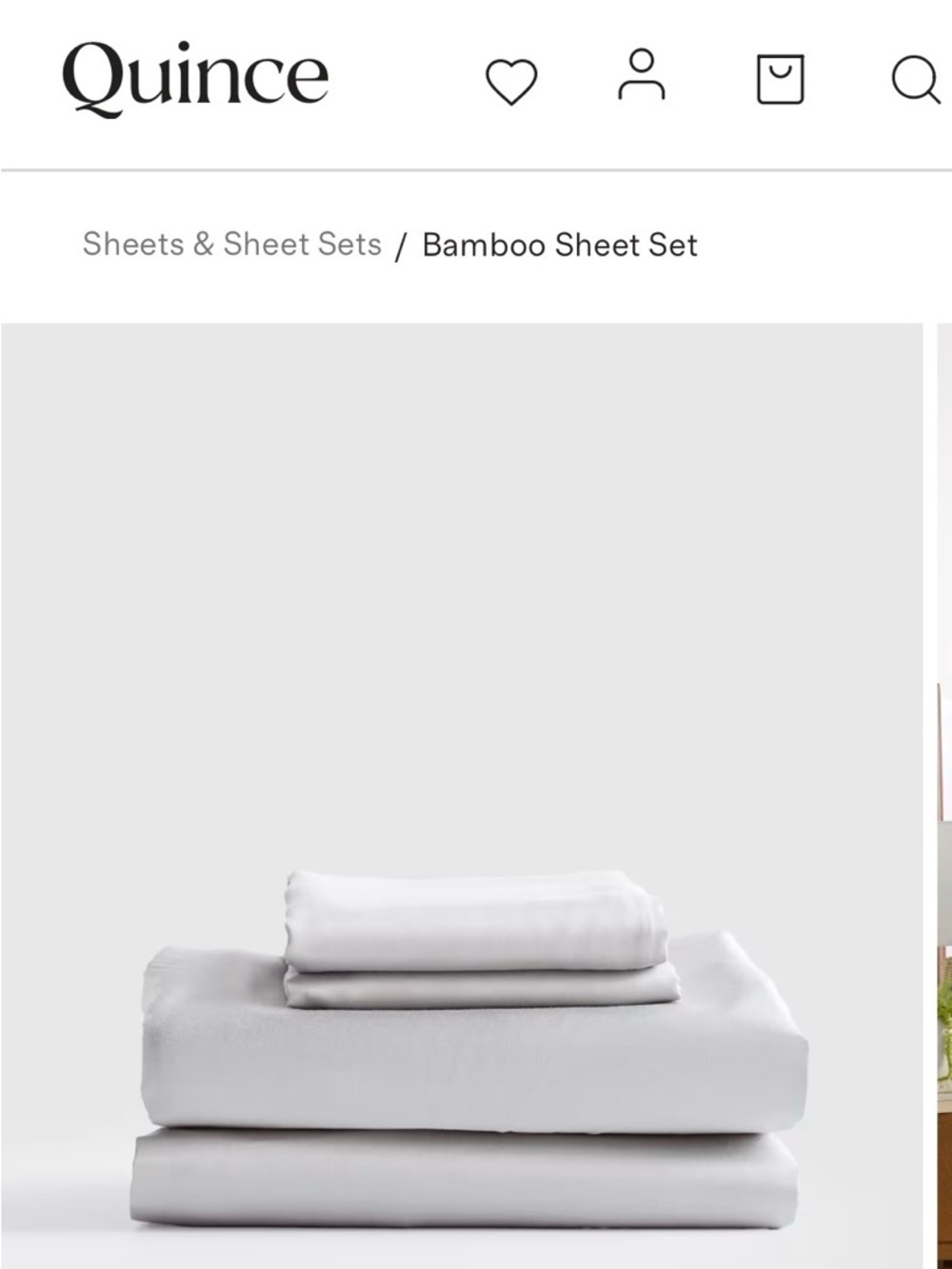 Quince Bamboo Sheet Set in Light Gray